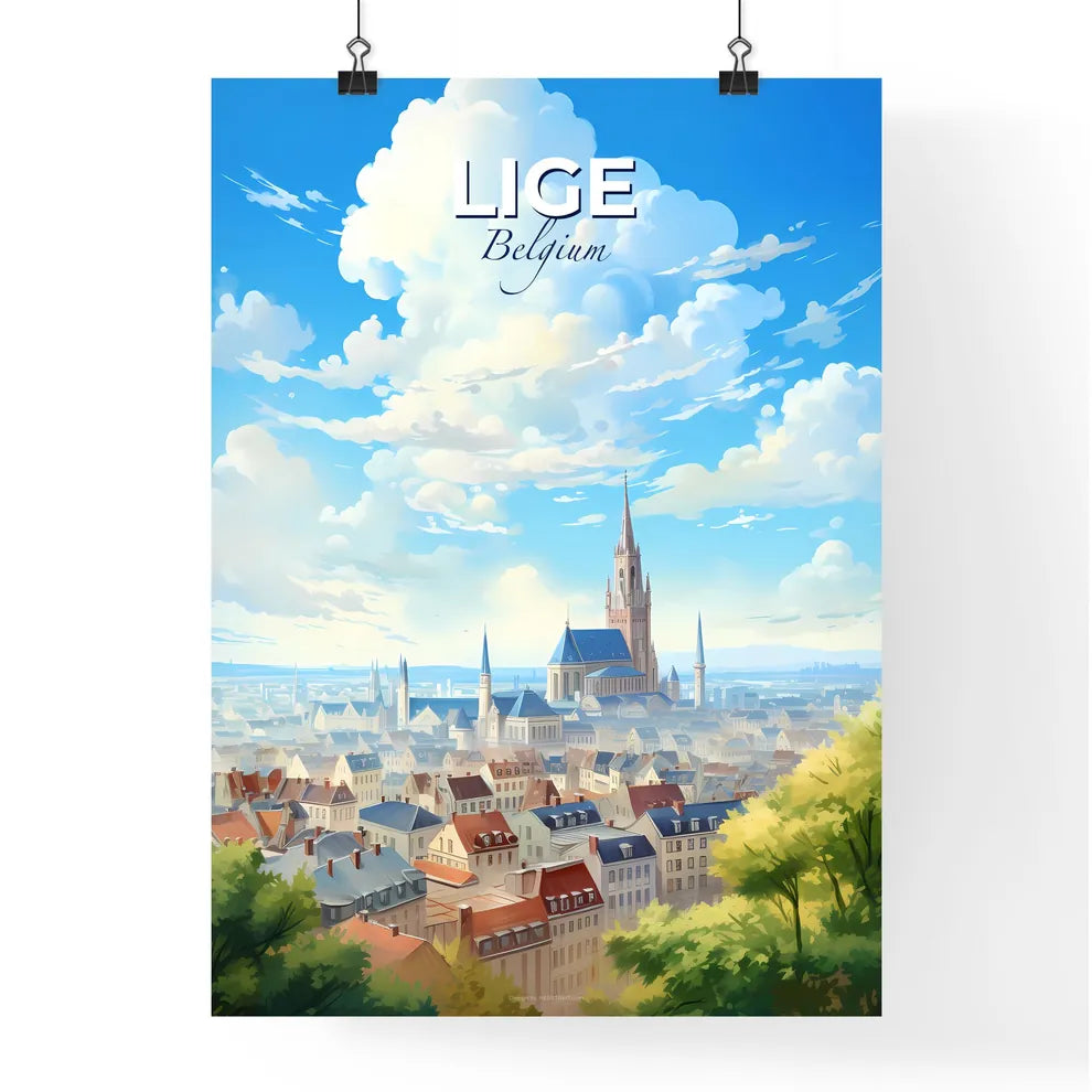 Lige Belgium Skyline - A City With A Castle And Trees - Customizable Travel Gift Default Title