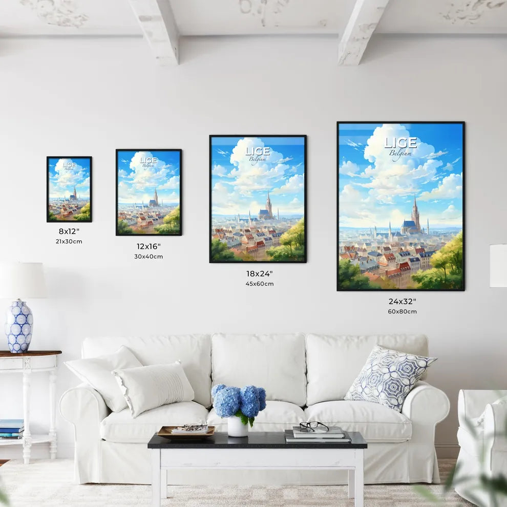 Lige Belgium Skyline - A City With A Castle And Trees - Customizable Travel Gift Default Title