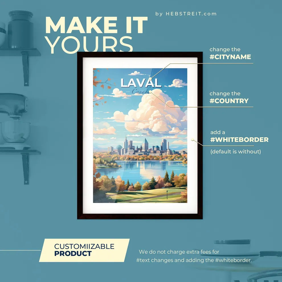 Laval Canada Skyline - A City By A Lake - Customizable Travel Gift Default Title