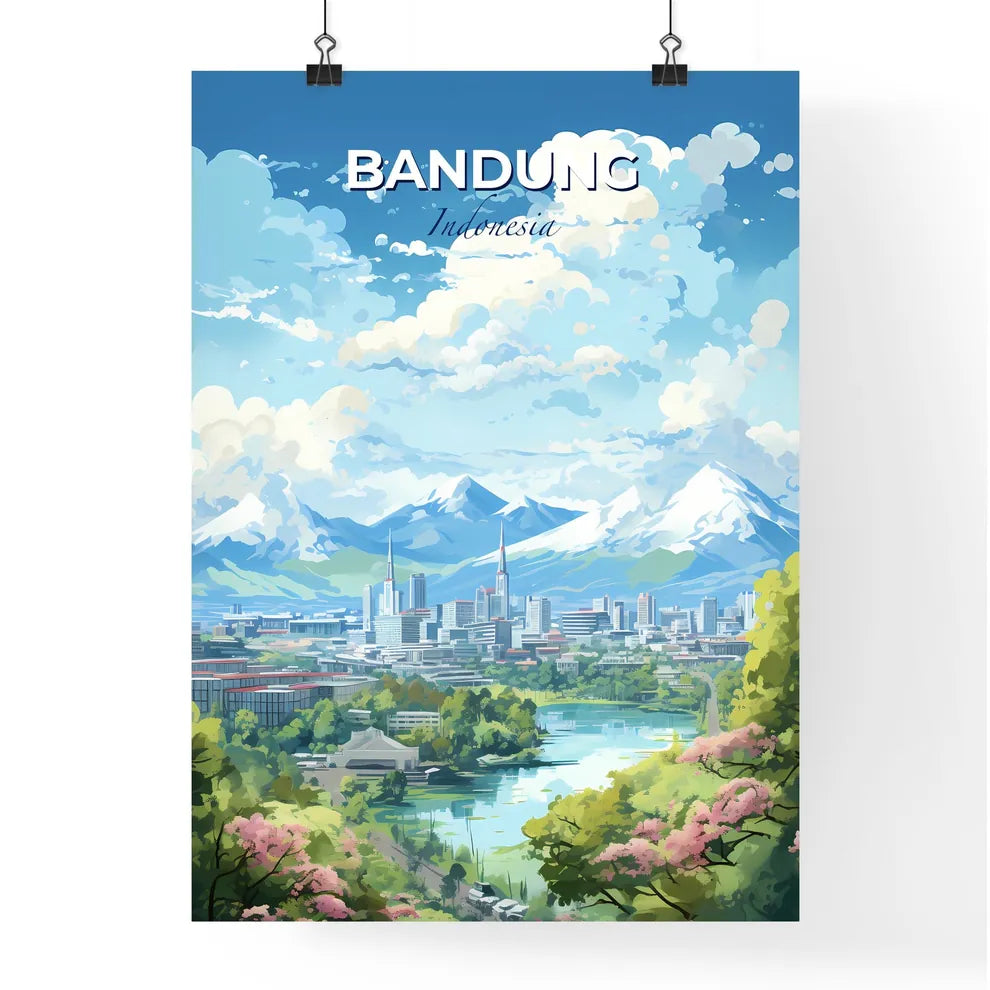 Bandung Indonesia Skyline - A City With Trees And Mountains In The Background - Customizable Travel Gift Default Title