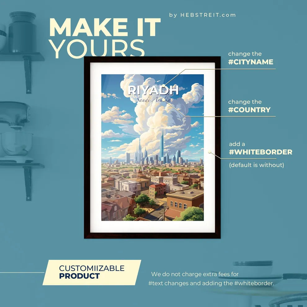 Riyadh Saudi Arabia Skyline - A City With Many Buildings And Clouds In The Sky - Customizable Travel Gift Default Title