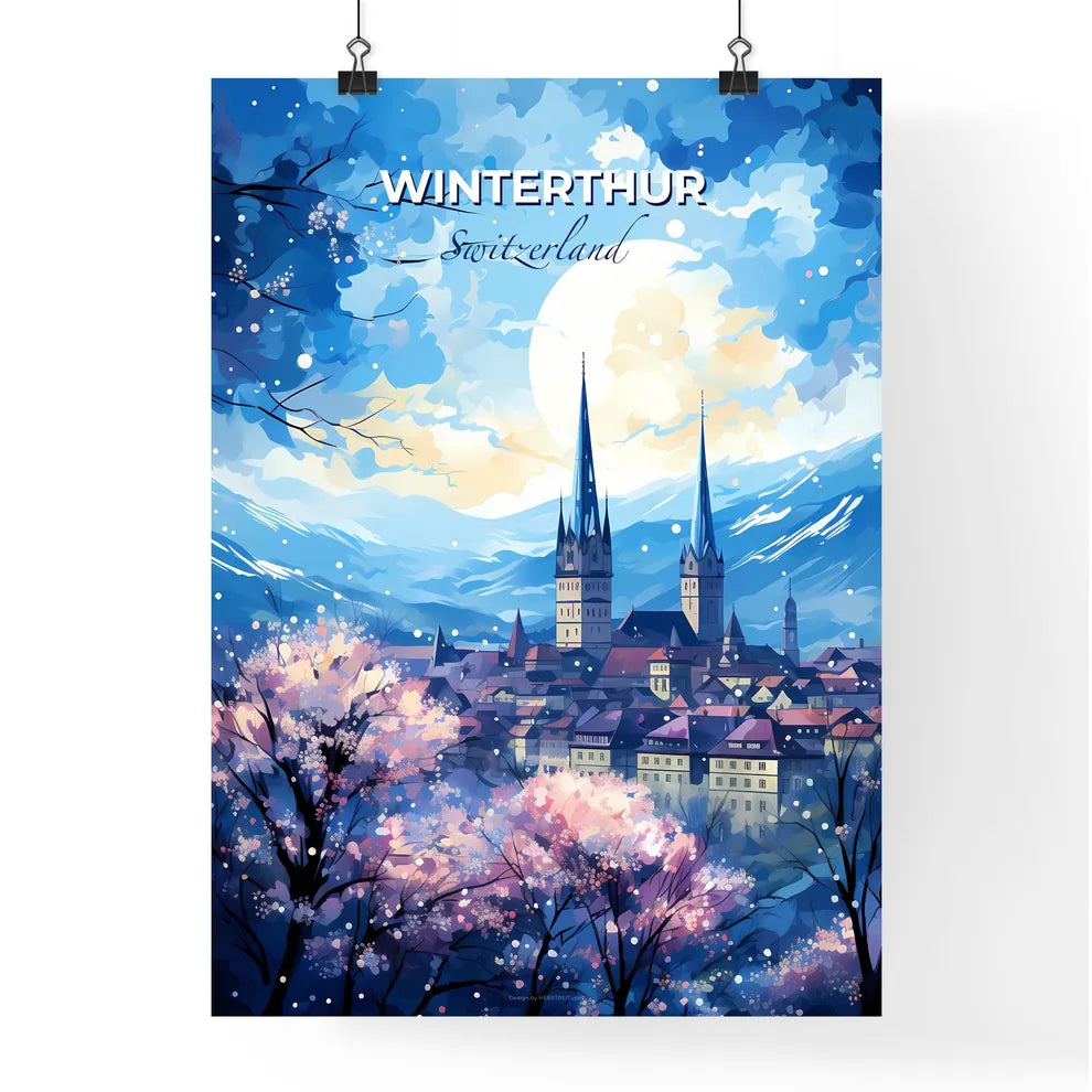Winterthur Switzerland Skyline - A City With A Castle And Mountains In The Background - Customizable Travel Gift Default Title