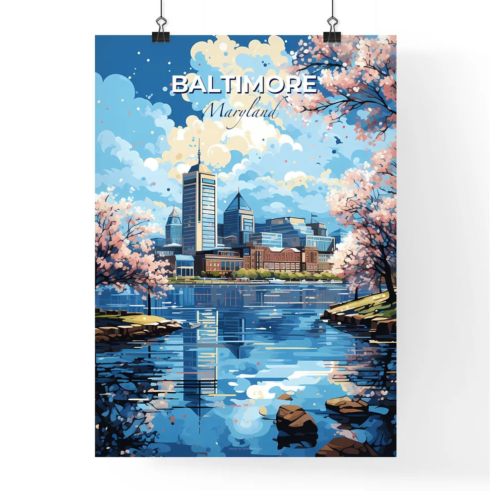 Baltimore Maryland Skyline - A Water Body With Trees And Buildings In The Background - Customizable Travel Gift Default Title
