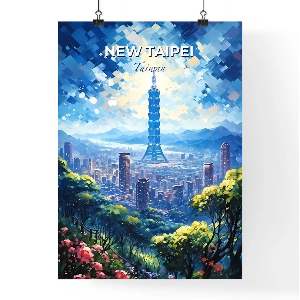 New Taipei Taiwan Skyline - A City Landscape With Trees And A Tall Building - Customizable Travel Gift Default Title