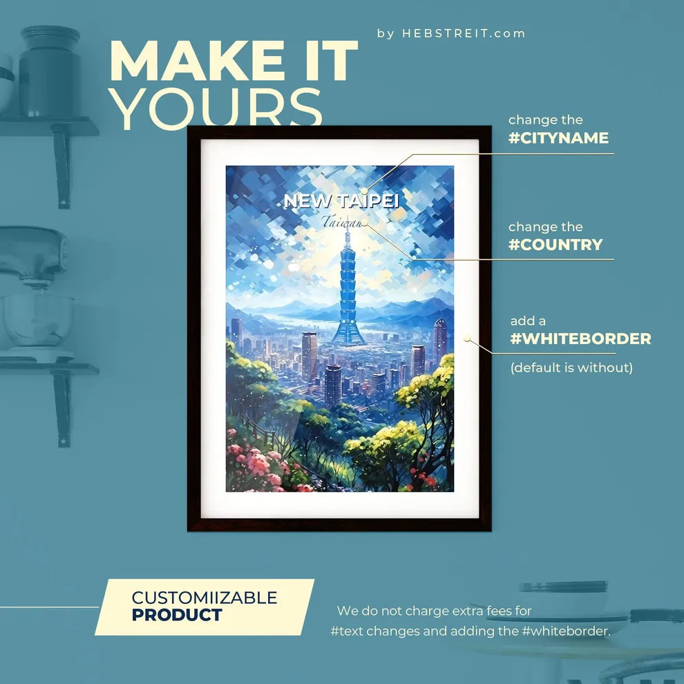 New Taipei Taiwan Skyline - A City Landscape With Trees And A Tall Building - Customizable Travel Gift Default Title