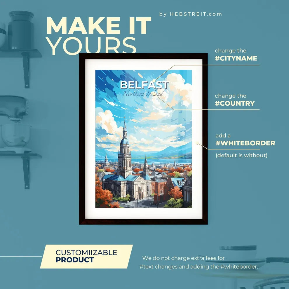 Belfast Nordirland Skyline - A Large Building With A Steeple And Trees Around It - Customizable Travel Gift Default Title