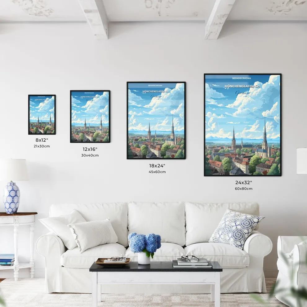 Monchengladbach Germany Skyline - A City With Many Towers And Trees - Customizable Travel Gift Default Title