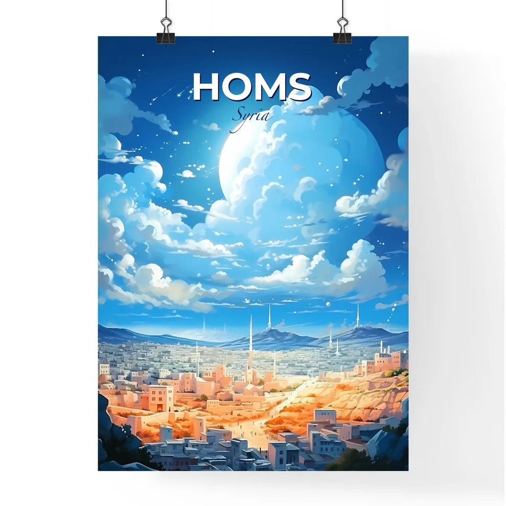 Homs Syria Skyline - A City With Buildings And Mountains In The Background - Customizable Travel Gift Default Title
