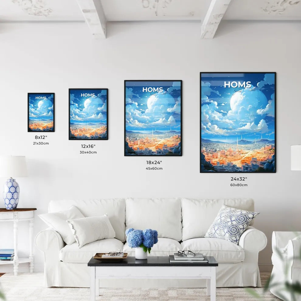 Homs Syria Skyline - A City With Buildings And Mountains In The Background - Customizable Travel Gift Default Title