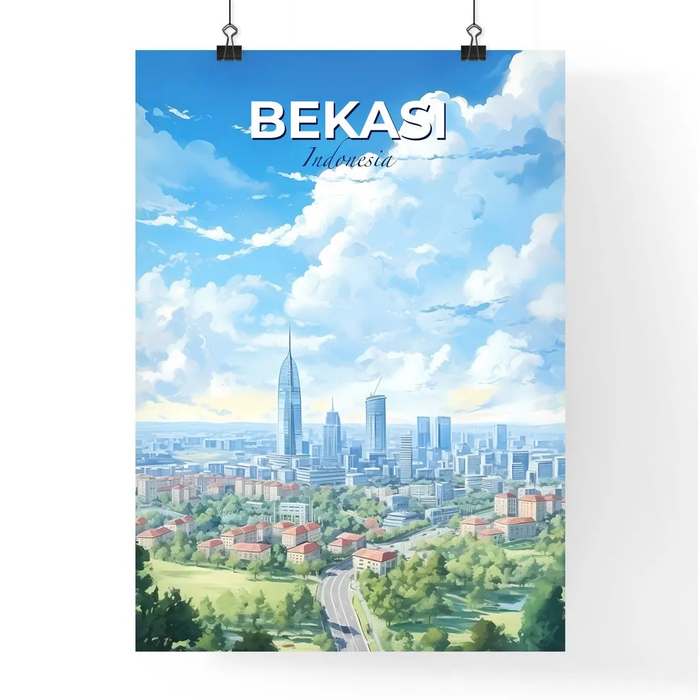 Bekasi Indonesia Skyline - A City Landscape With Trees And Buildings - Customizable Travel Gift Default Title