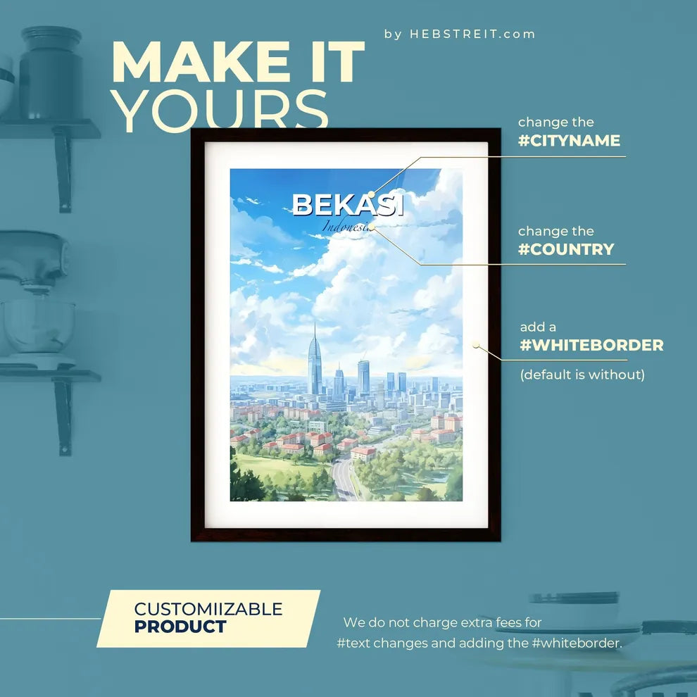 Bekasi Indonesia Skyline - A City Landscape With Trees And Buildings - Customizable Travel Gift Default Title