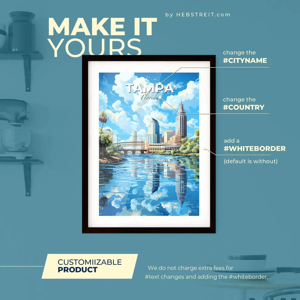 Tampa Florida Skyline - A Water Body Of Water With Trees And Buildings In The Background - Customizable Travel Gift Default Title