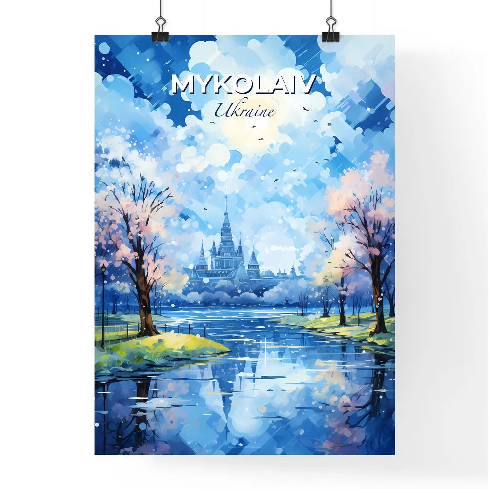 Mykolaiv Ukraine Skyline - A Water Way With Trees And A Castle In The Background - Customizable Travel Gift Default Title