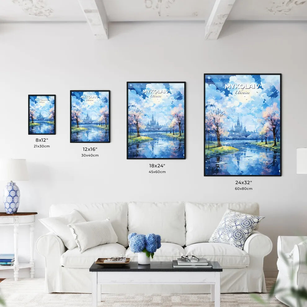 Mykolaiv Ukraine Skyline - A Water Way With Trees And A Castle In The Background - Customizable Travel Gift Default Title