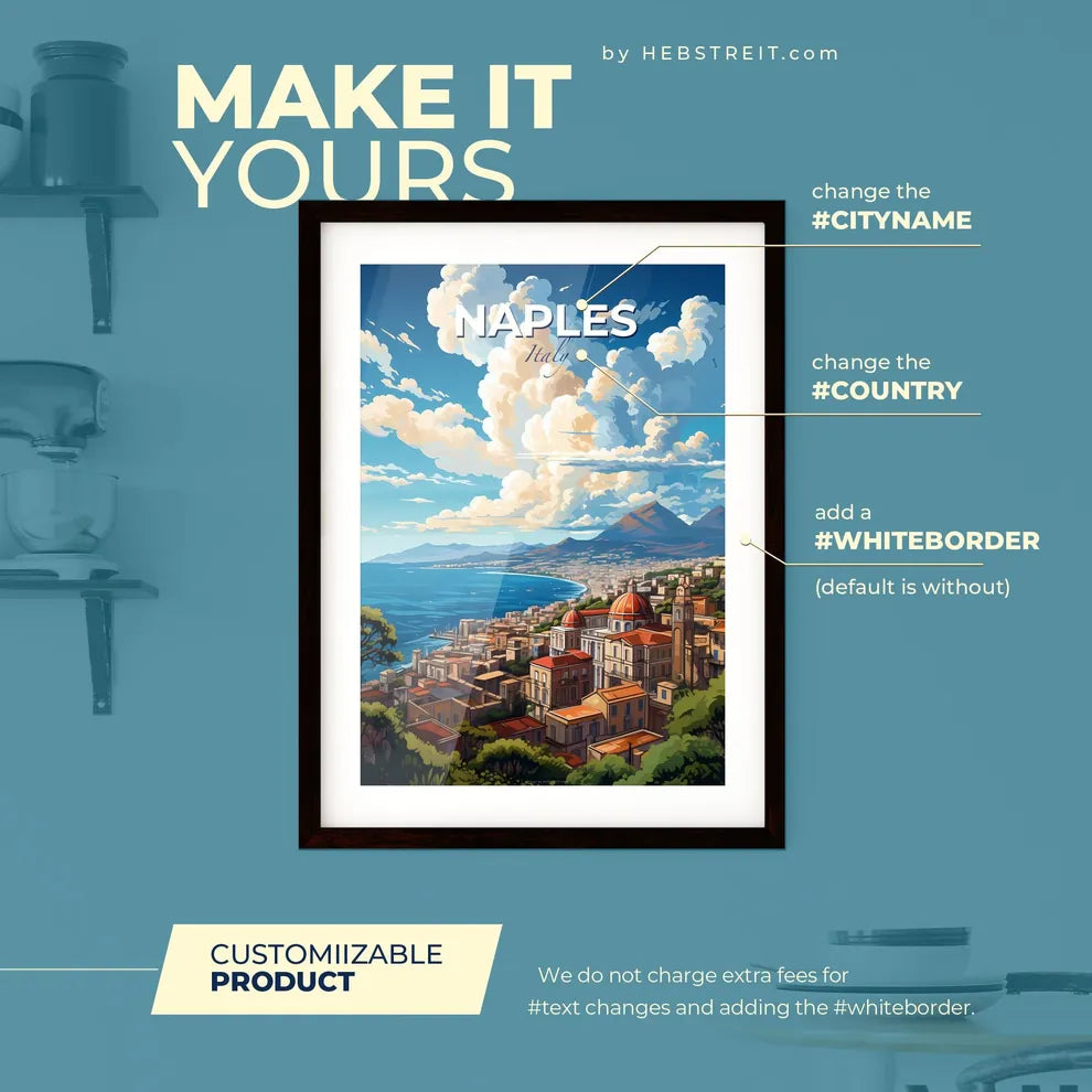 Naples Italy Skyline - A City By The Water - Customizable Travel Gift Default Title