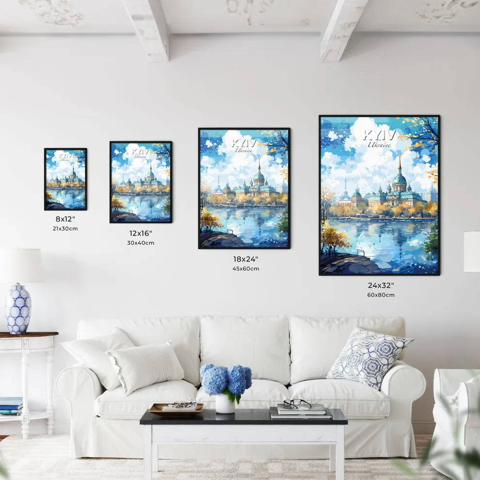 Kyiv Ukraine Skyline - A Building With A Blue Roof And A Blue Sky With Clouds - Customizable Travel Gift Default Title