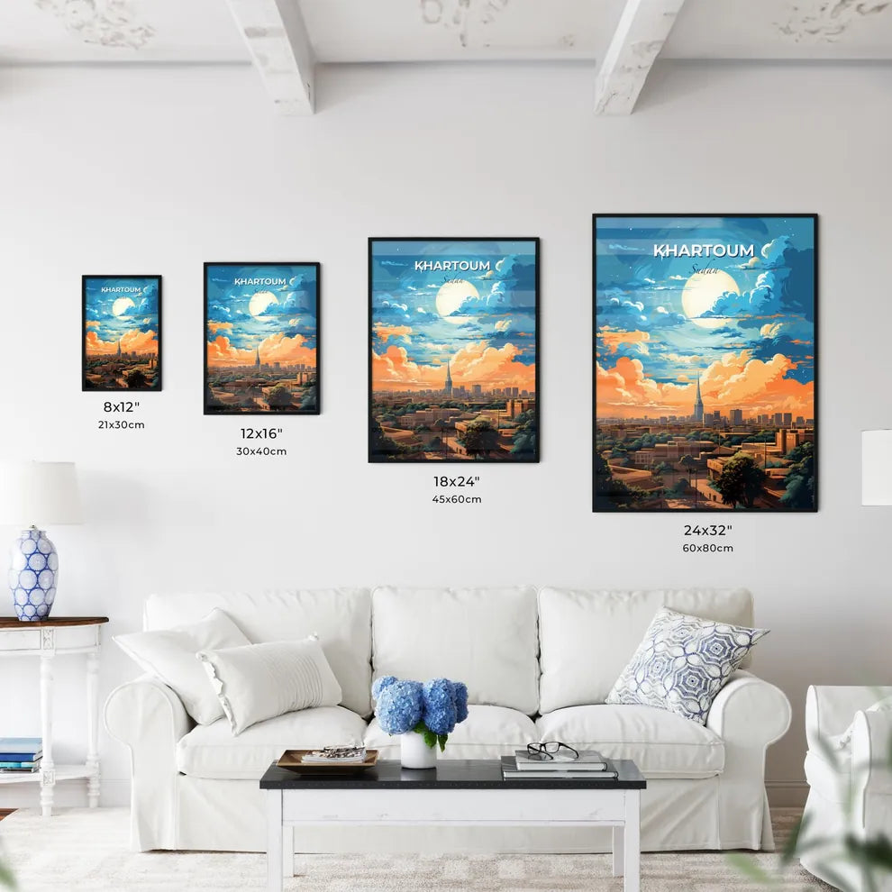 Khartoum Sudan Skyline - A City With Trees And A Large Moon In The Sky - Customizable Travel Gift Default Title