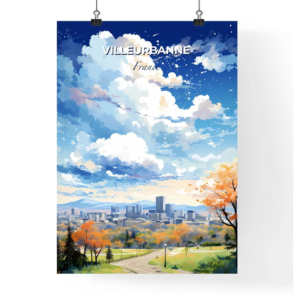 Villeurbanne France Skyline - A City Landscape With Trees And Buildings - Customizable Travel Gift Default Title