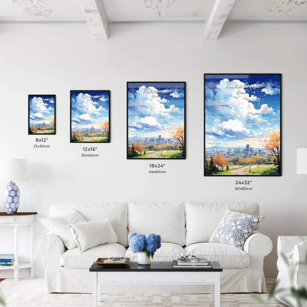 Villeurbanne France Skyline - A City Landscape With Trees And Buildings - Customizable Travel Gift Default Title