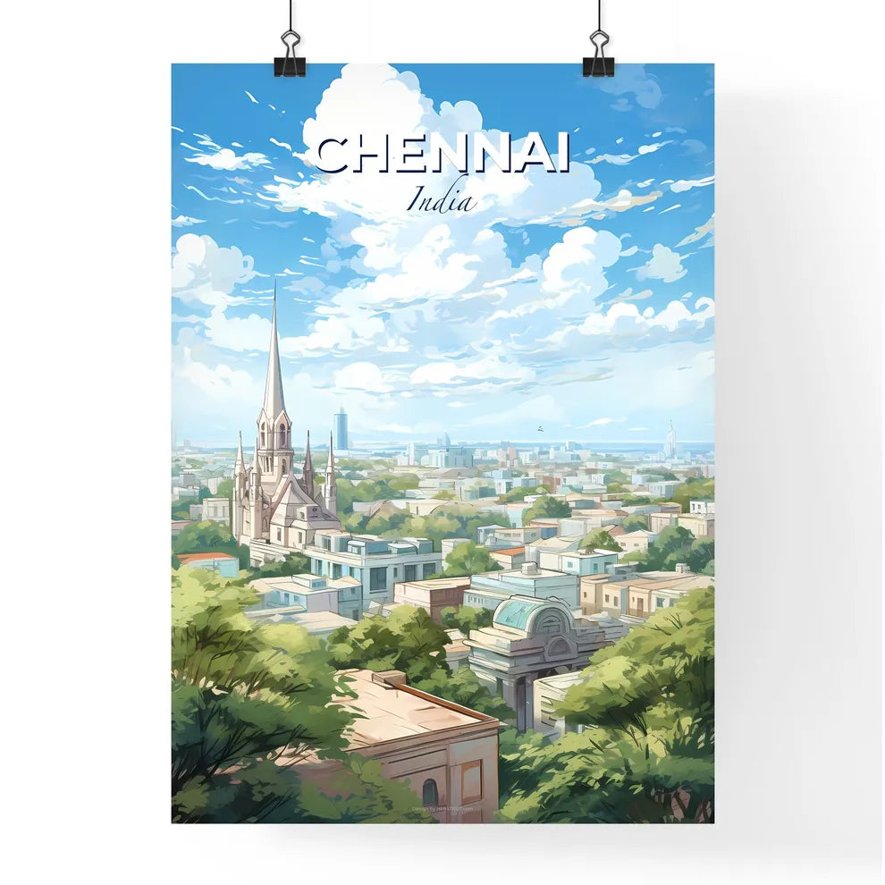 Chennai India Skyline - A City With A Tall Spire And Trees - Customizable Travel Gift Default Title