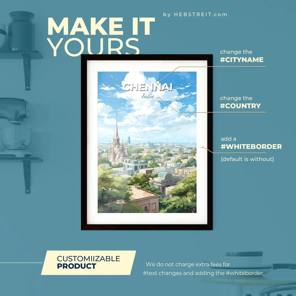 Chennai India Skyline - A City With A Tall Spire And Trees - Customizable Travel Gift Default Title