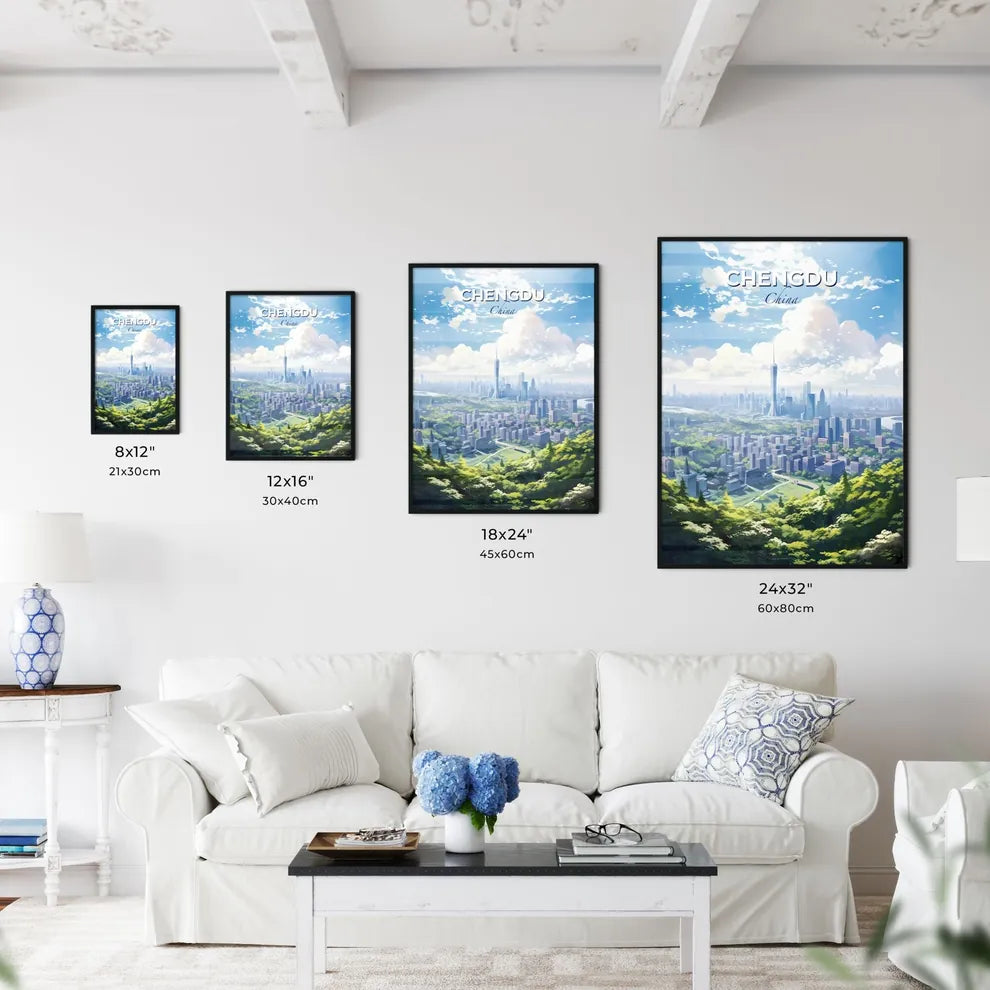 Chengdu China Skyline - A City Landscape With Trees And A Tall Tower - Customizable Travel Gift Default Title
