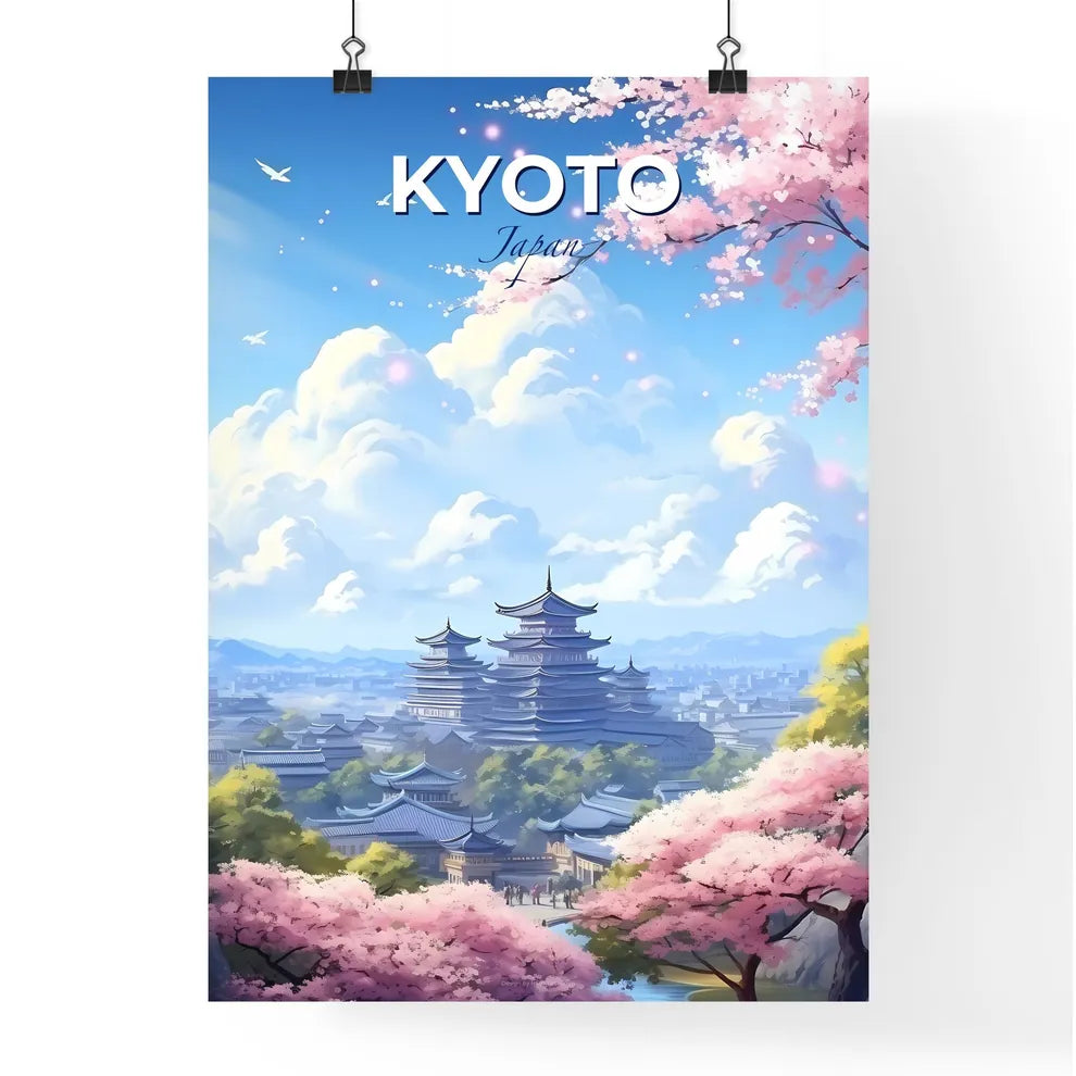 Kyoto Japan Skyline - A Landscape Of A City With Buildings And Trees - Customizable Travel Gift Default Title