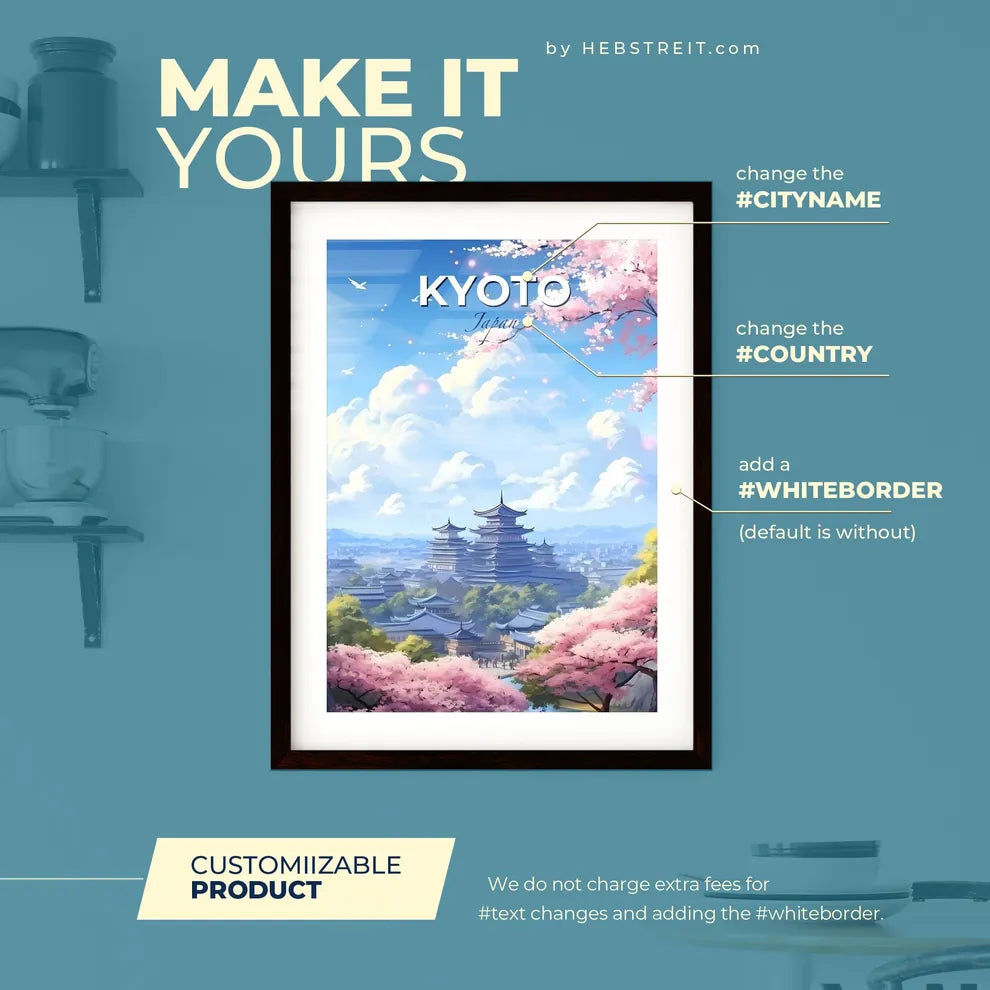 Kyoto Japan Skyline - A Landscape Of A City With Buildings And Trees - Customizable Travel Gift Default Title