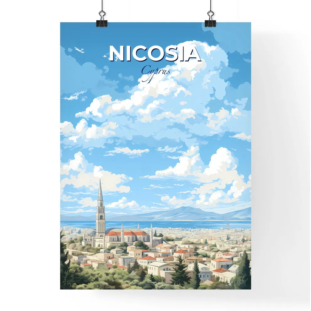 Nicosia Cyprus Skyline - A City With A Tower And A Large Building - Customizable Travel Gift Default Title