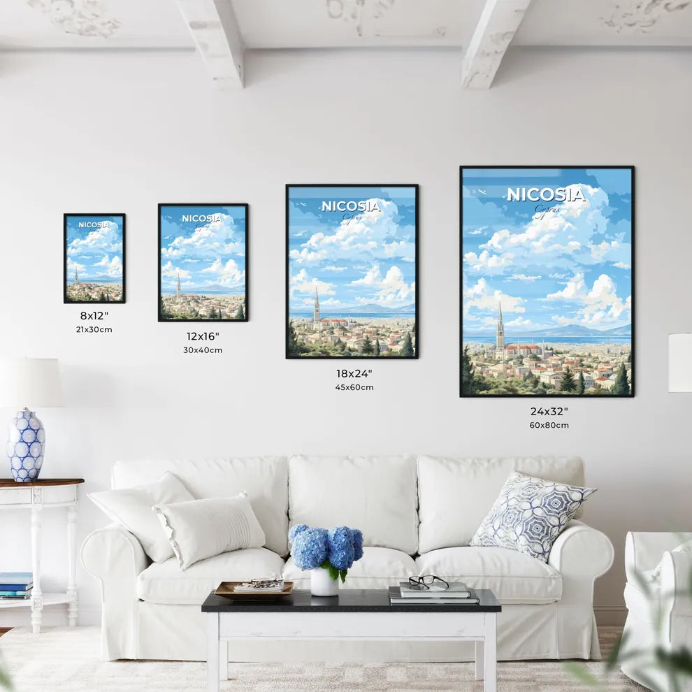Nicosia Cyprus Skyline - A City With A Tower And A Large Building - Customizable Travel Gift Default Title