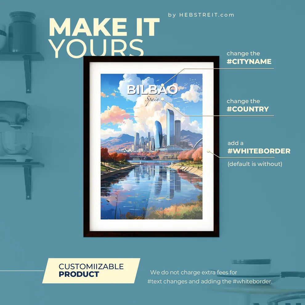 Bilbao Spain Skyline - A City Next To A River - Customizable Travel Gift Default Title