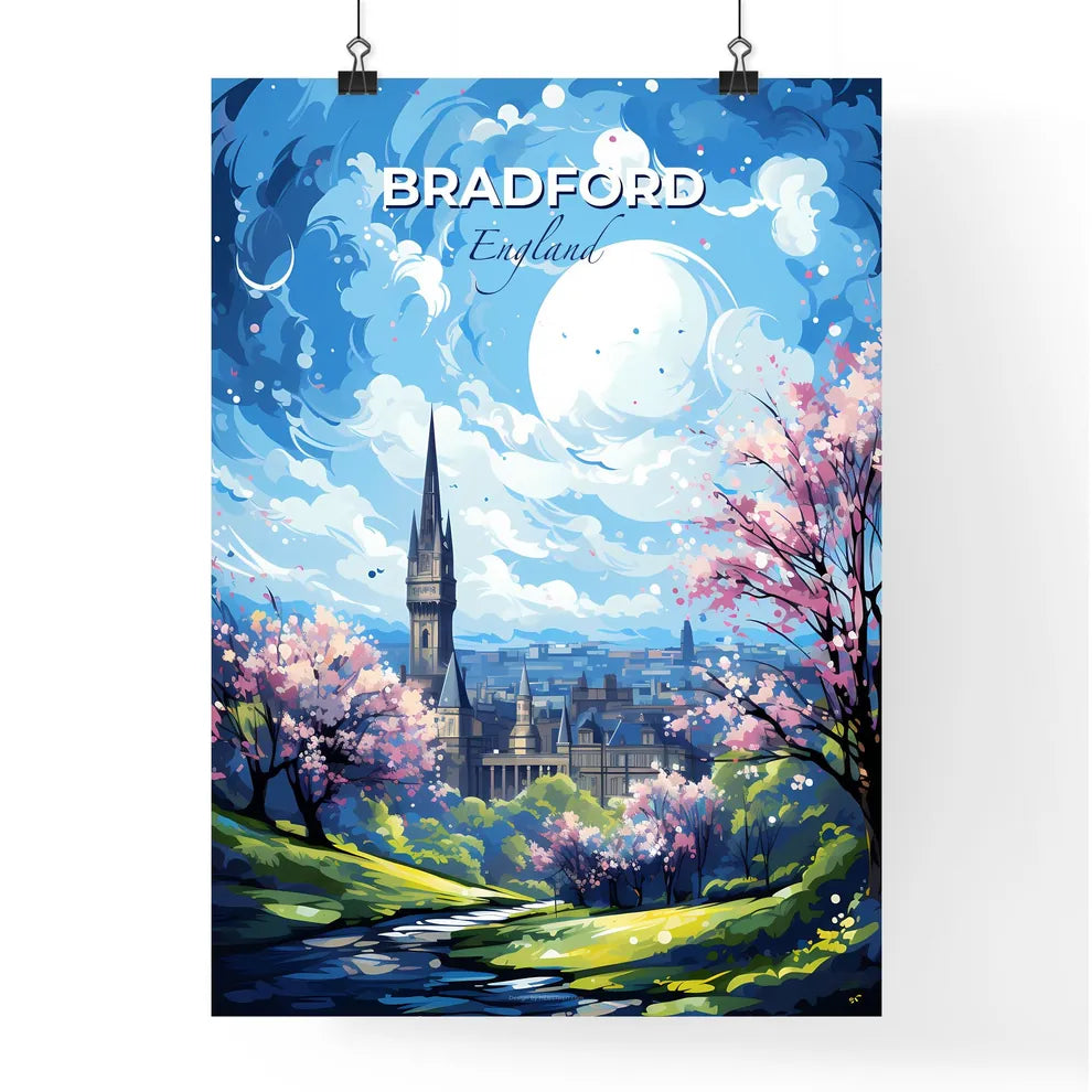 Bradford England Skyline - A Landscape With A Castle And Trees - Customizable Travel Gift Default Title