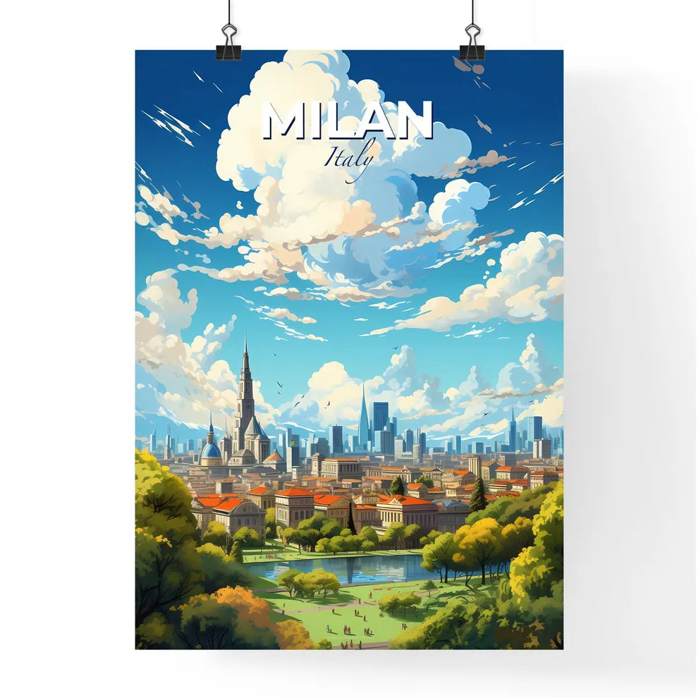 Milan Italy Skyline - A City With Trees And A Lake - Customizable Travel Gift Default Title