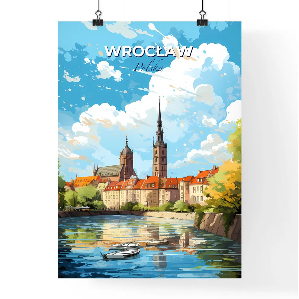 Wrocaw Polska Skyline - A Water Body With Buildings And Trees - Customizable Travel Gift Default Title
