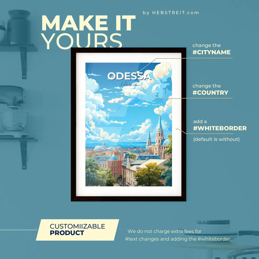 Odessa Ukraine Skyline - A City With A Blue Sky And Clouds - Customizable Travel Gift Default Title