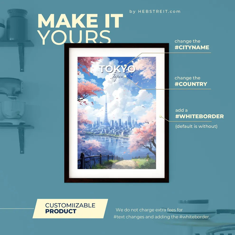 Tokio Skyline - A Cityscape With A River And Trees - Customizable Travel Gift Default Title