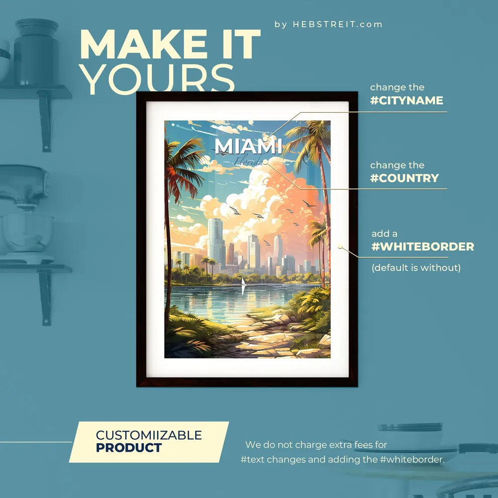 Miami Florida Skyline - A City By The Water - Customizable Travel Gift Default Title