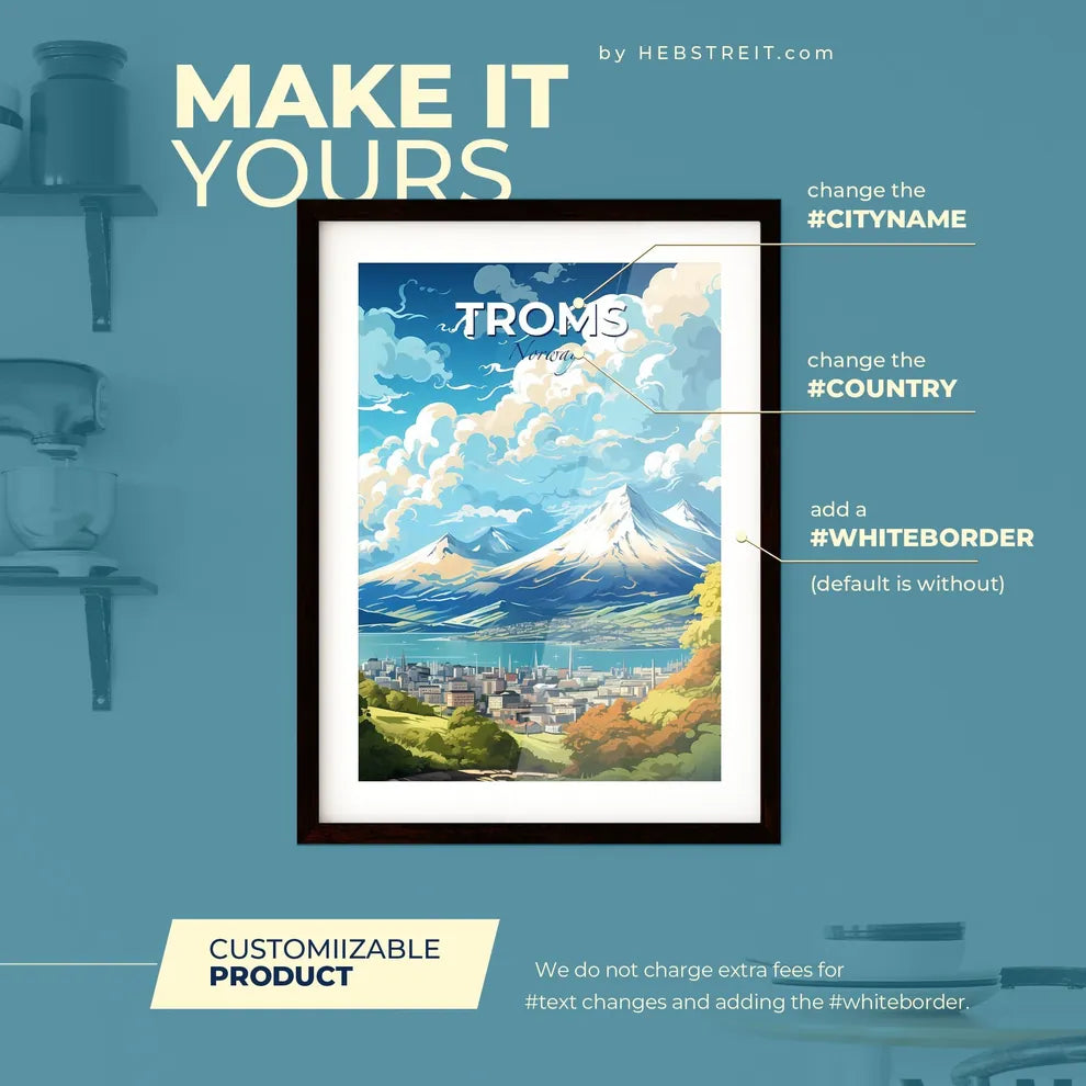 Troms Norway Skyline - A City And Mountains With Trees And Water - Customizable Travel Gift Default Title