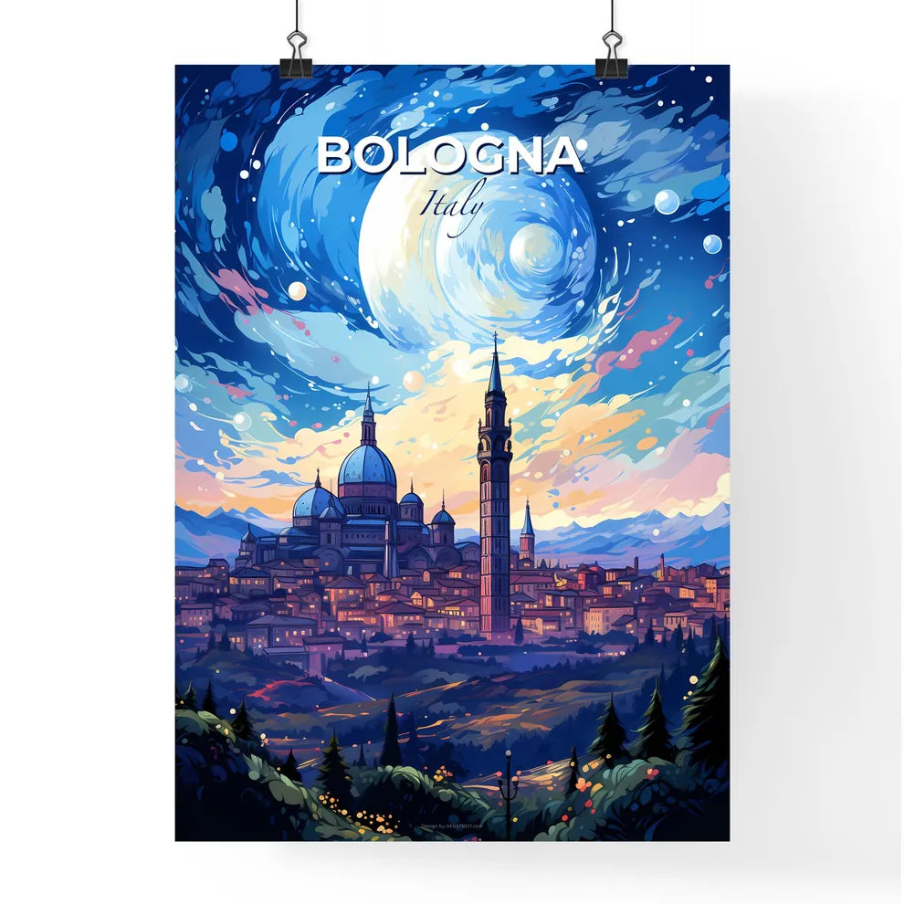 Bologna Italy Skyline - A City With Towers And Trees In The Background - Customizable Travel Gift Default Title