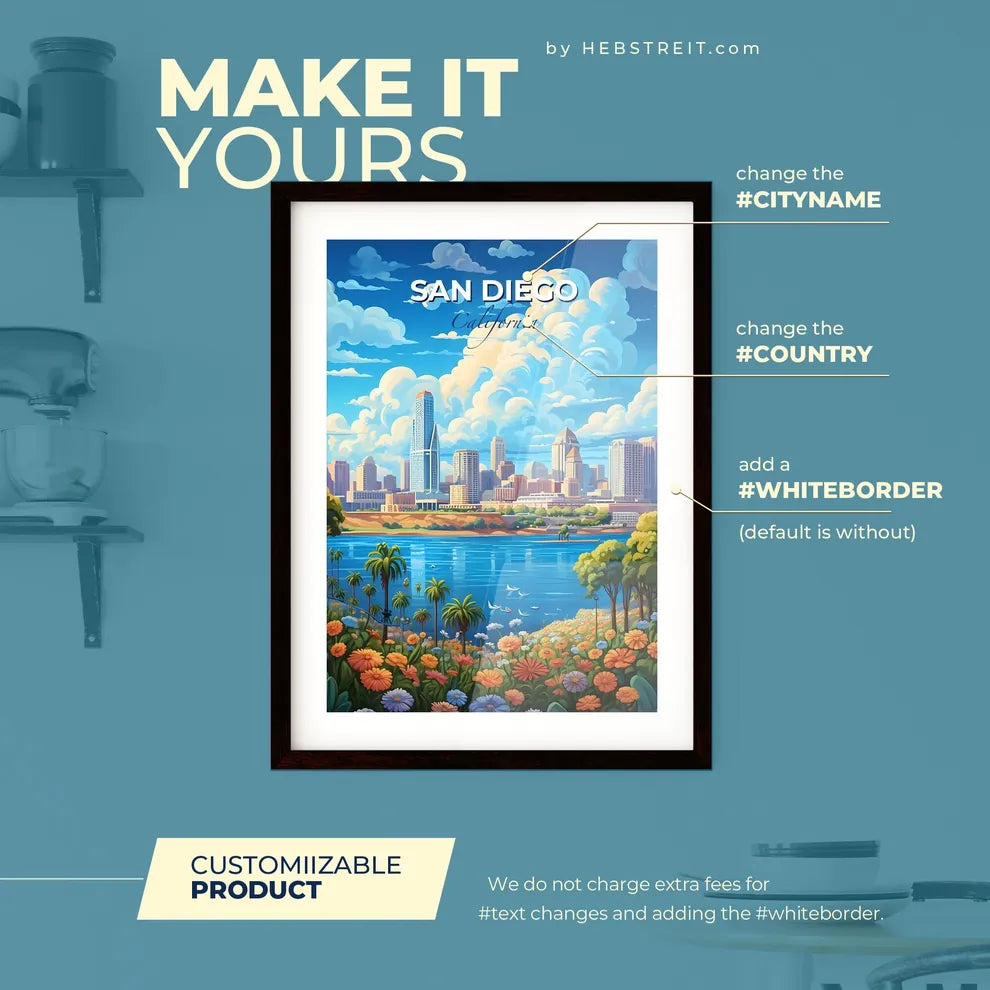 San Diego California Skyline - A City By A Lake - Customizable Travel Gift Default Title