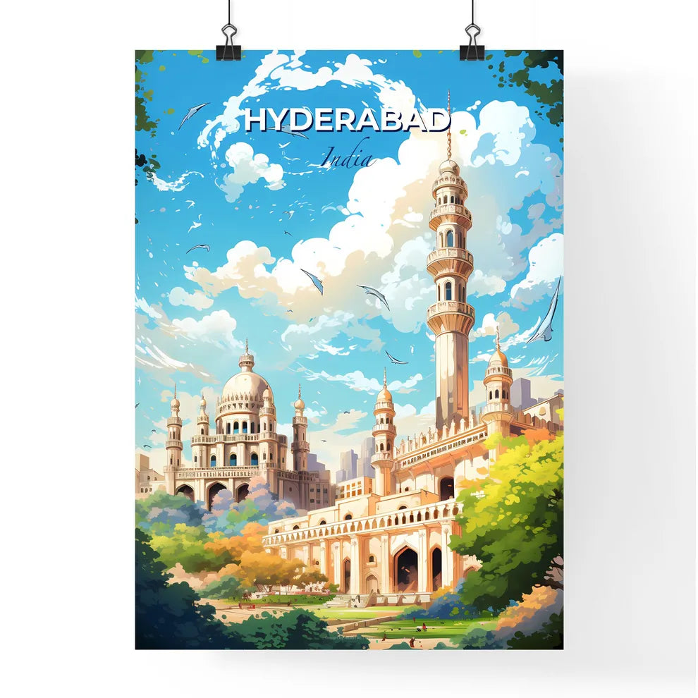 Hyderabad India Skyline - A Large Building With Towers And Trees - Customizable Travel Gift Default Title