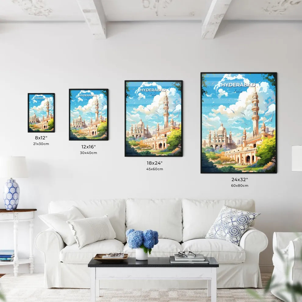 Hyderabad India Skyline - A Large Building With Towers And Trees - Customizable Travel Gift Default Title