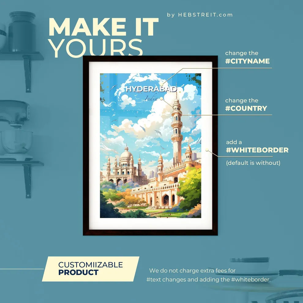 Hyderabad India Skyline - A Large Building With Towers And Trees - Customizable Travel Gift Default Title