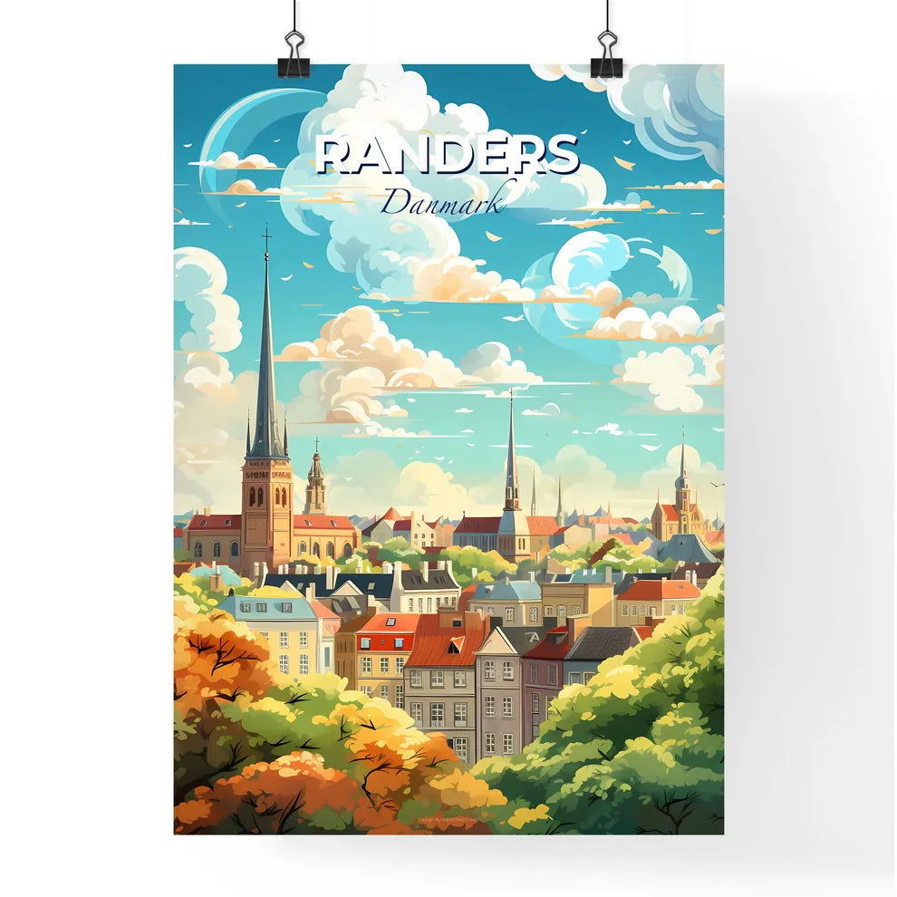 Randers Danmark Skyline - A City With Trees And Buildings - Customizable Travel Gift Default Title