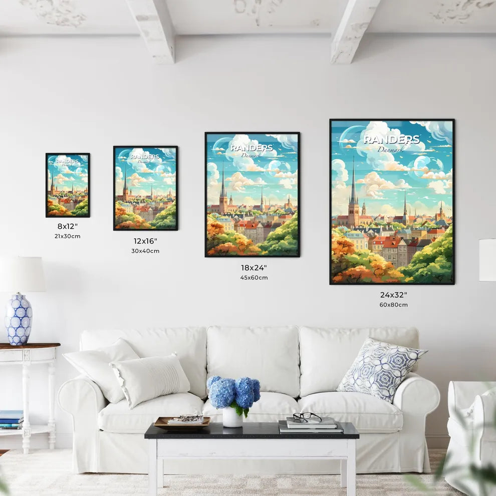 Randers Danmark Skyline - A City With Trees And Buildings - Customizable Travel Gift Default Title