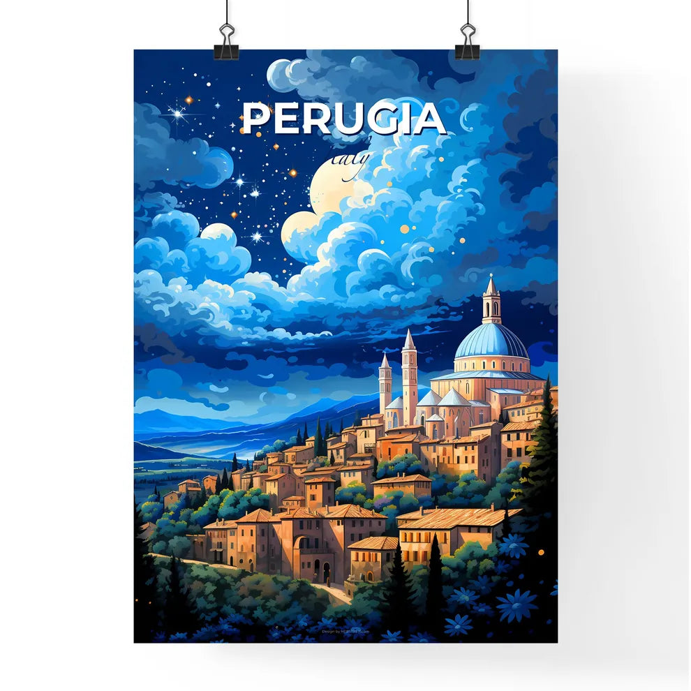 Perugia Italy Skyline - A City With A Dome And Towers - Customizable Travel Gift Default Title