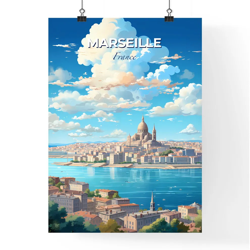 Marseille France Skyline - A City By Water With A Dome And Buildings - Customizable Travel Gift Default Title