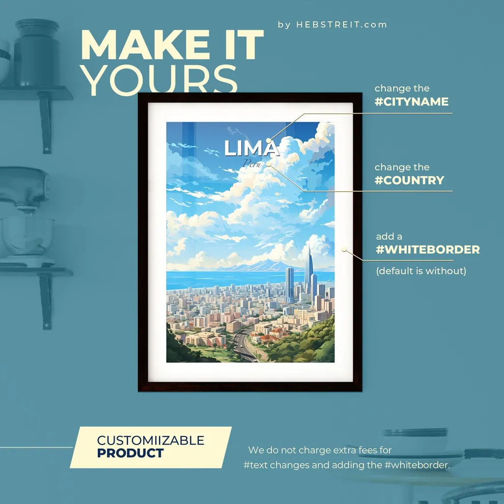 Lima Peru Skyline - A City By The Water - Customizable Travel Gift Default Title