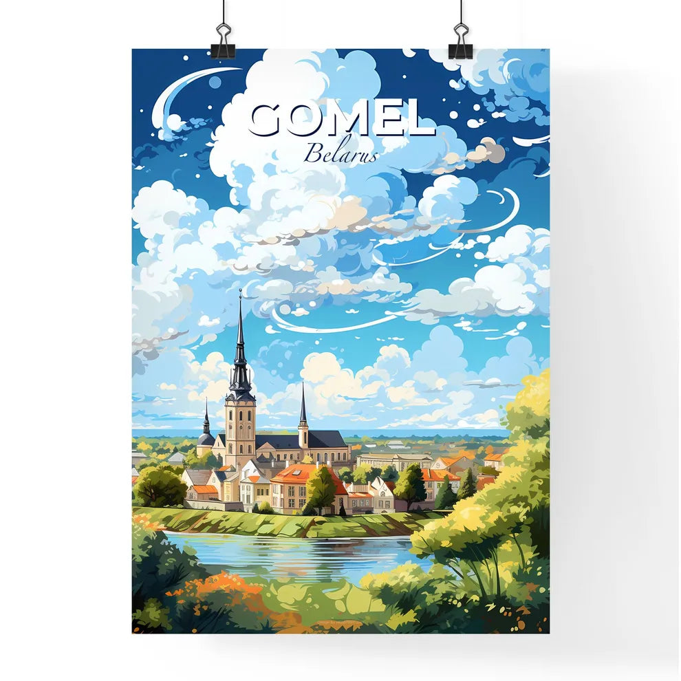 Gomel Belarus Skyline - A Landscape Of A Town With A Lake And Trees - Customizable Travel Gift Default Title
