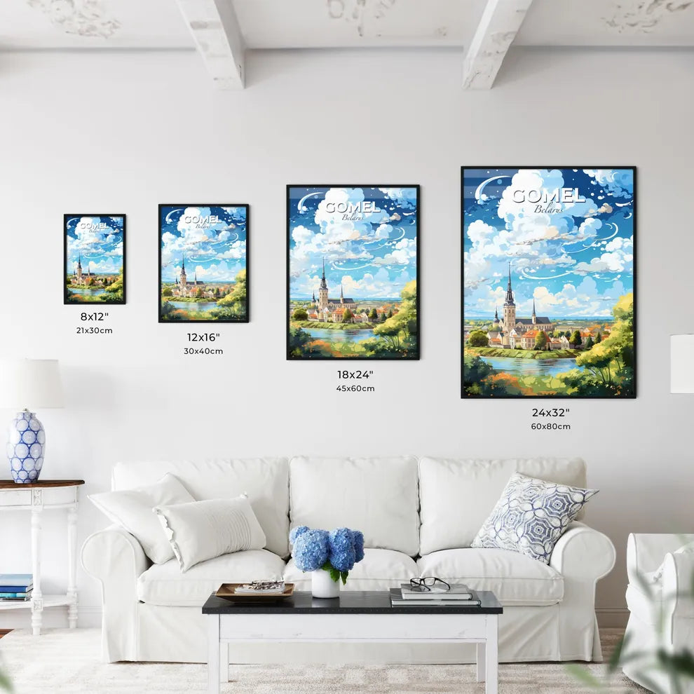 Gomel Belarus Skyline - A Landscape Of A Town With A Lake And Trees - Customizable Travel Gift Default Title